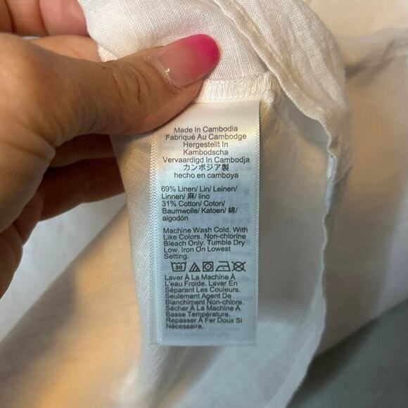 NWT J.Crew White Linen Ruffle Neck Sleeveless Top Size S Summer - Picture 7 of 8